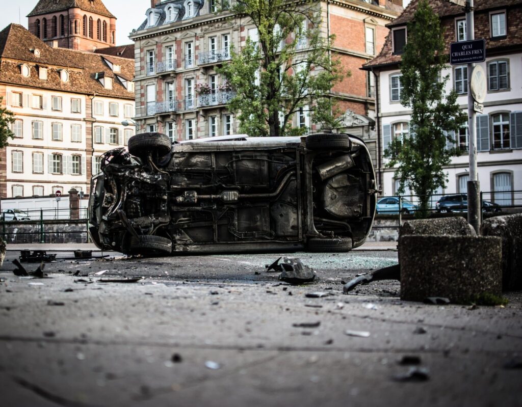 flipped car