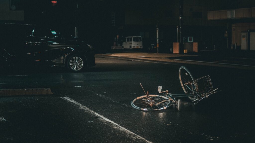 crashed bike on road