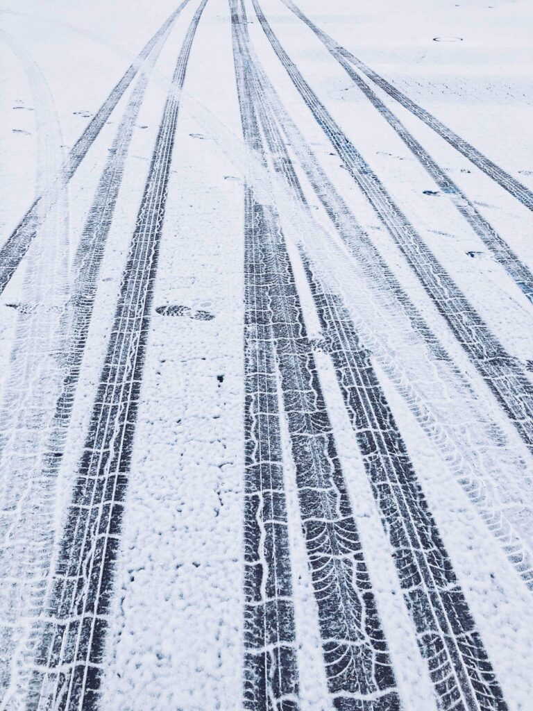tire tracks in snow