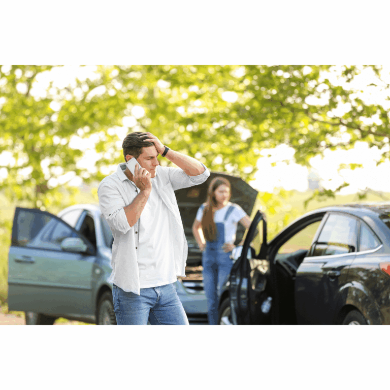 man on phone after accident